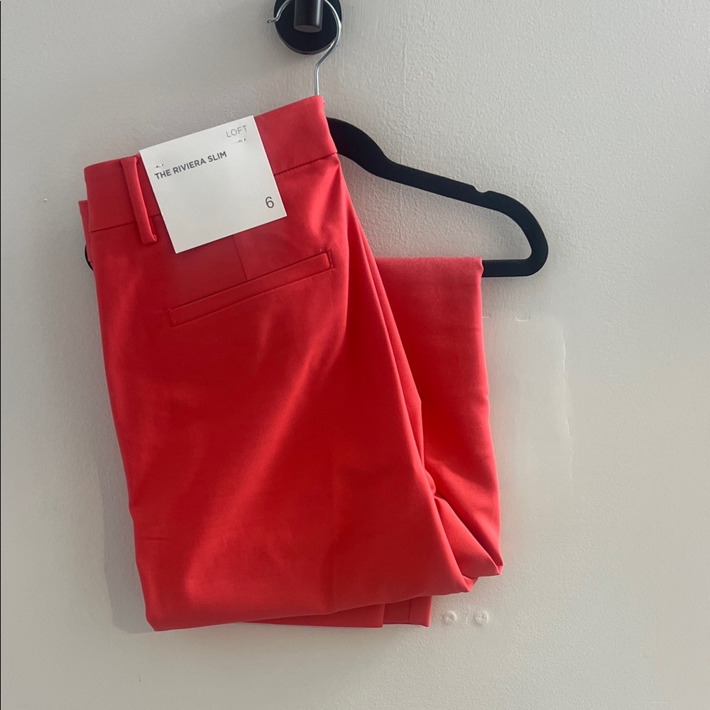 LOFT Vibrant Red Riviera Slim Trousers